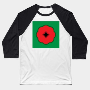 Geometric Red Poppy Flower Baseball T-Shirt